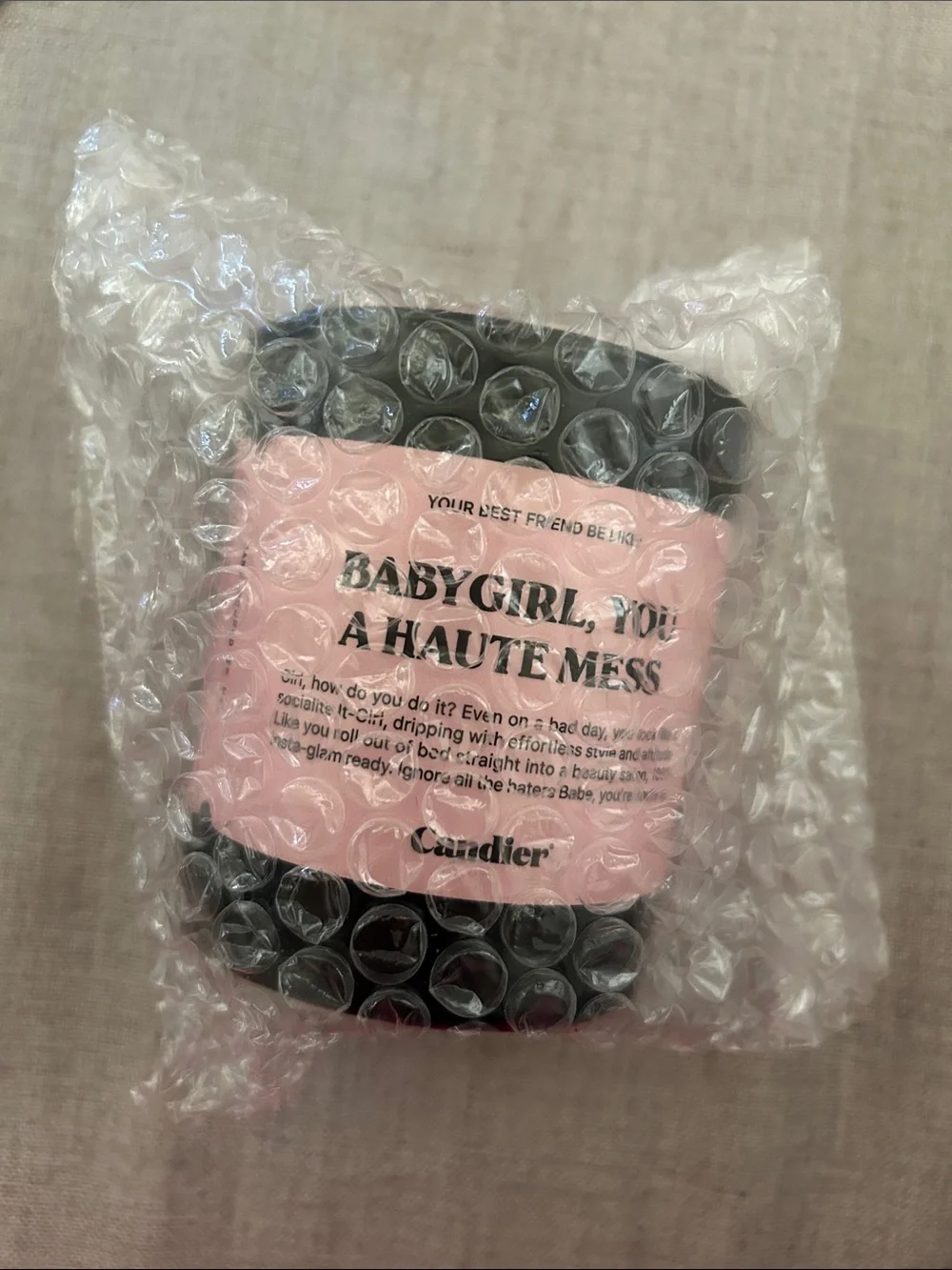 Brand New Candier Babygirl, You A Haute Mess Black Pink Candle